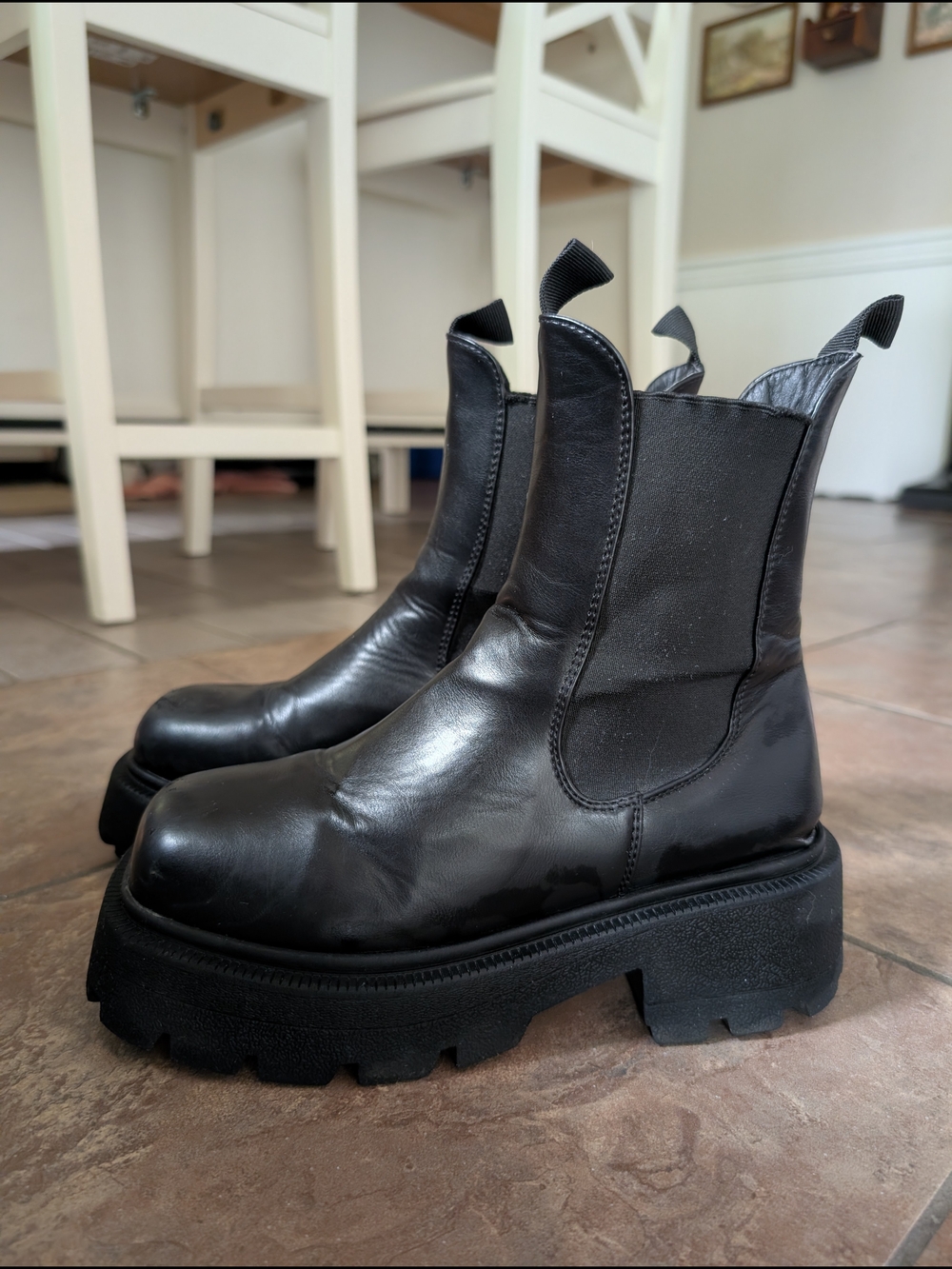 Nasty Gal Black Platform Chelsea Boots